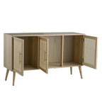 Natural Brown Media Center with Rattan Doors
