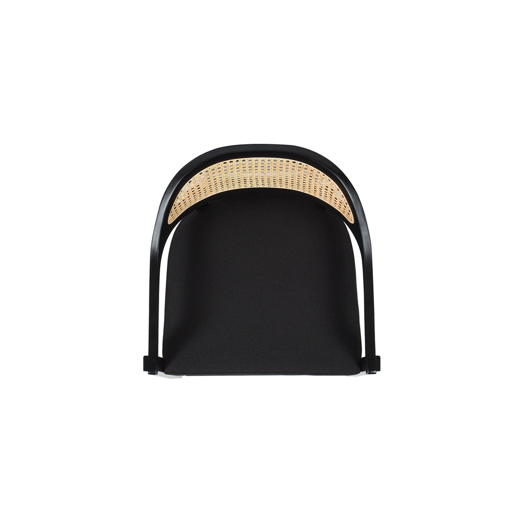 Americana Mid-Century Modern Cane Back Bar Stool in Jet