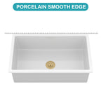 32" Undermount Single Bowl Fireclay Kitchen Sink