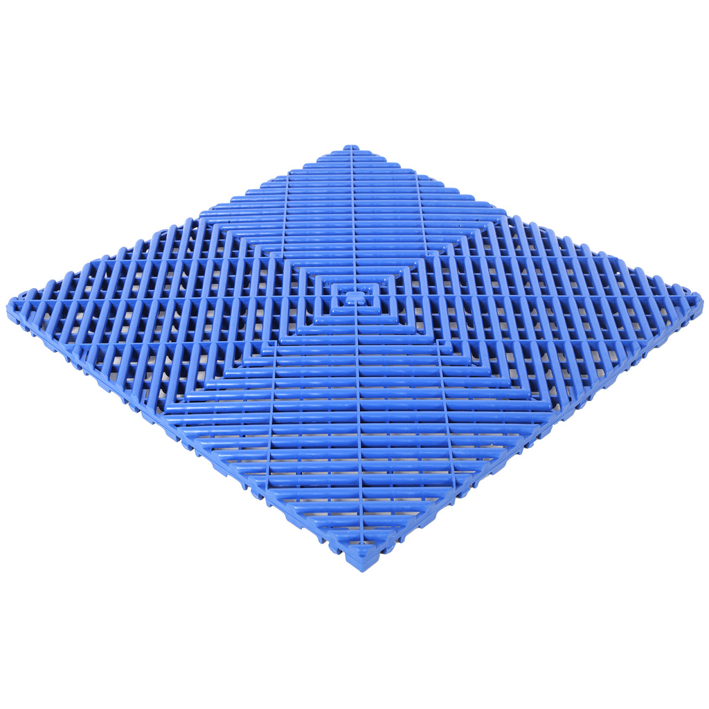 Interlocking Plastic Garage Floor Tiles, 15.6-Inch, Set of 25, Blue