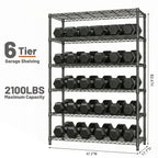 6 Tiers Storage Shelves - Heavy Duty Metal Shelving Unit