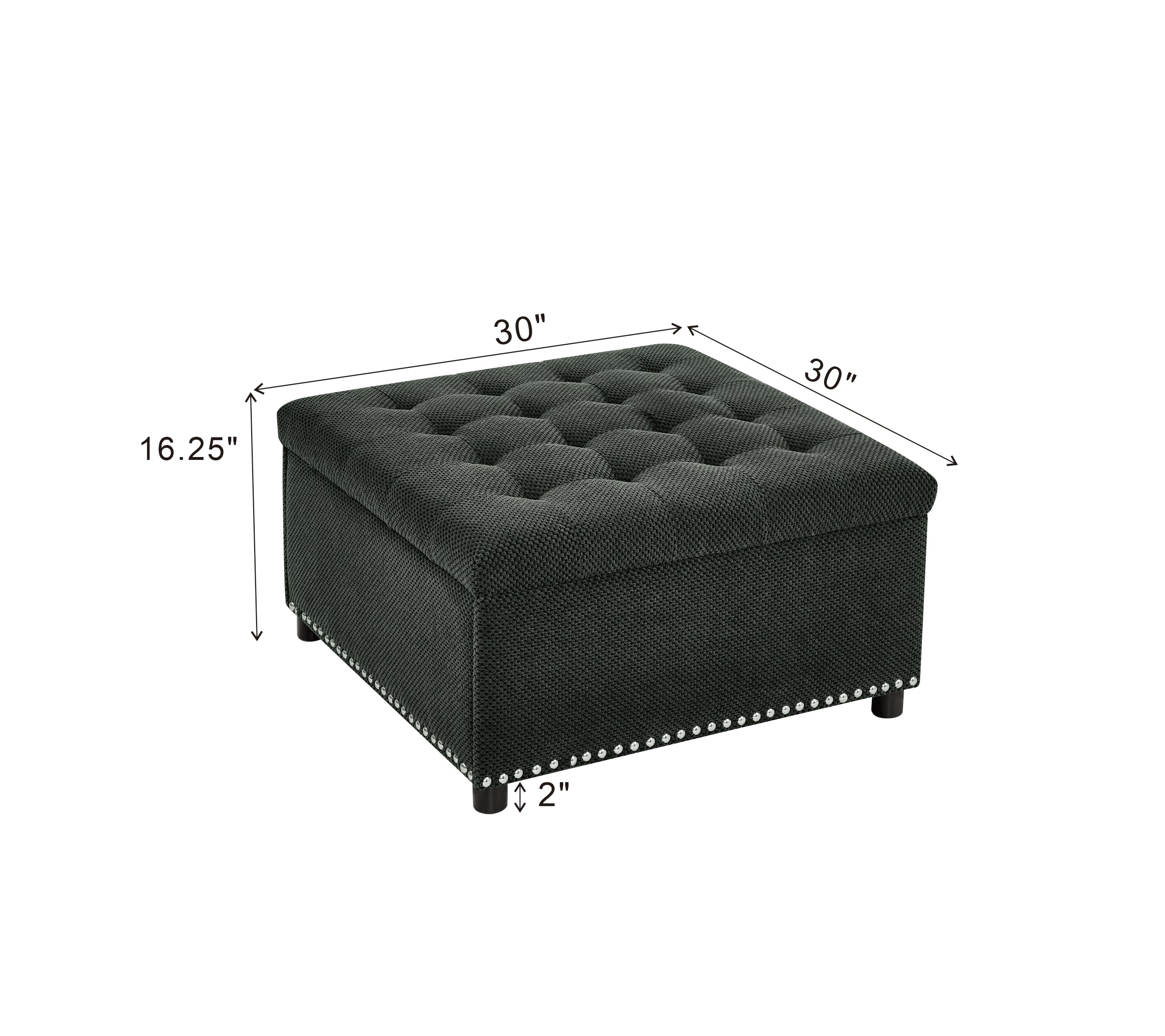 Tufted Storage Ottoman with Nailhead Trim