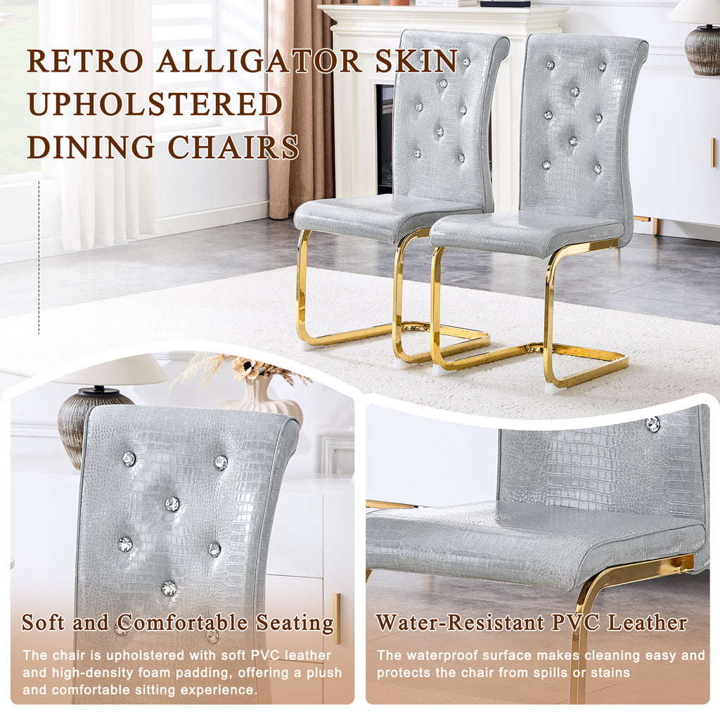 Set of 4 Retro Alligator Skin Upholstered Dining Chairs
