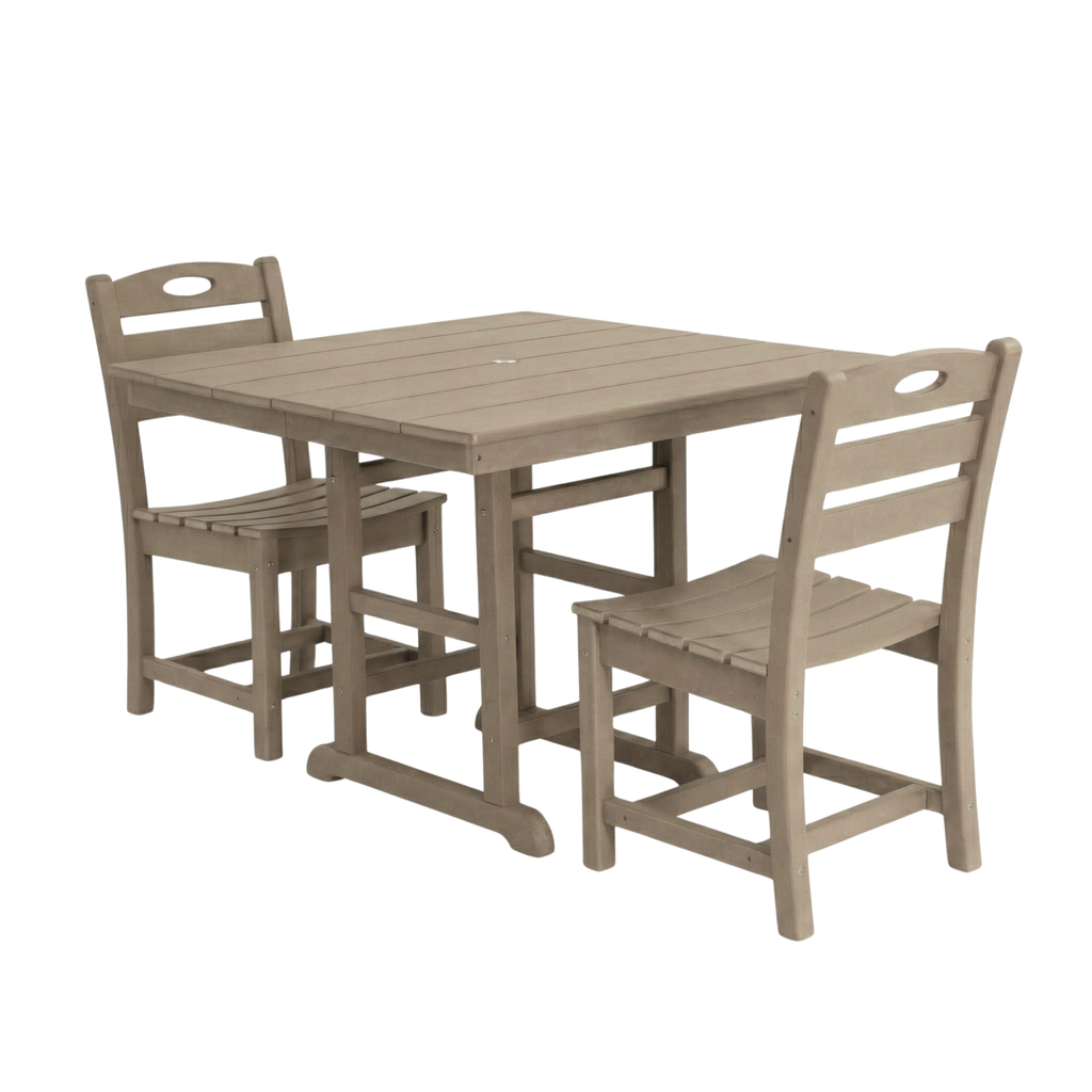 Antique Wood HDPE Outdoor Patio Dining Set