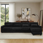L-Shaped Corduroy Modular Sectional Sofa with Detachable Footrest