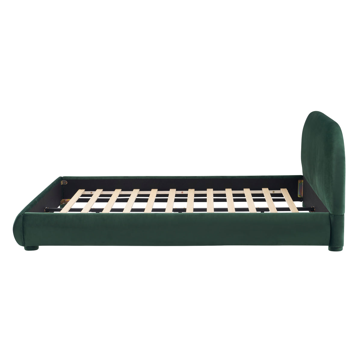 Dark Green Velvet Queen Bed with Curved Headboard
