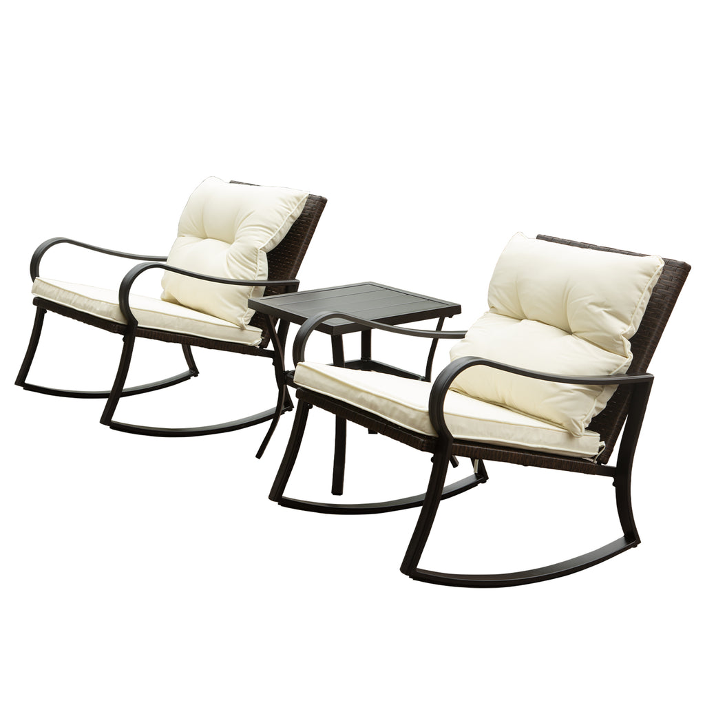 Metal 2-Person Outdoor Patio Rocking Seating Group with Cushions