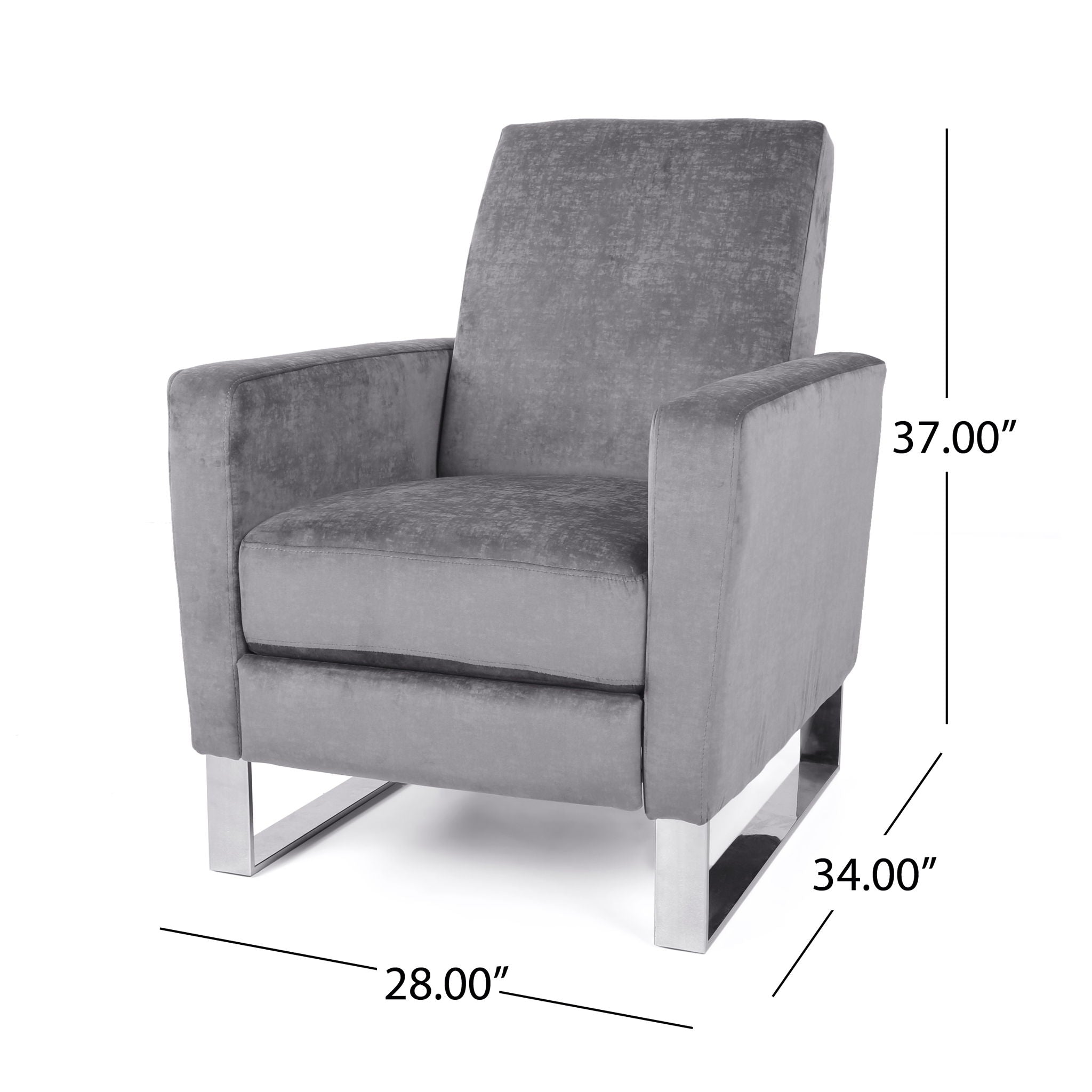 Bolt Upholstered Recliner Chair With Stainless Steel Base - Gray / Chrome