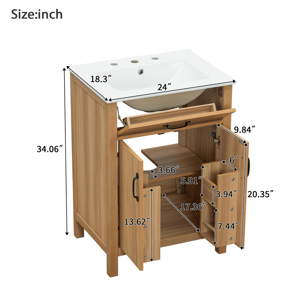 24" Bathroom Vanity With Solid Wood Frame
