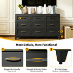 9 Drawer Dresser for Bedroom, Metal Profile Chest of Drawers