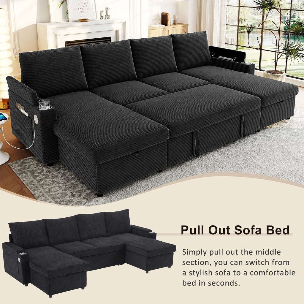 Convertible Sofa Bed - Modern U-Shaped Sectional