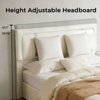 Queen Size Lift Up Storage Bed Frame with Adjustable LED Lights Headboard