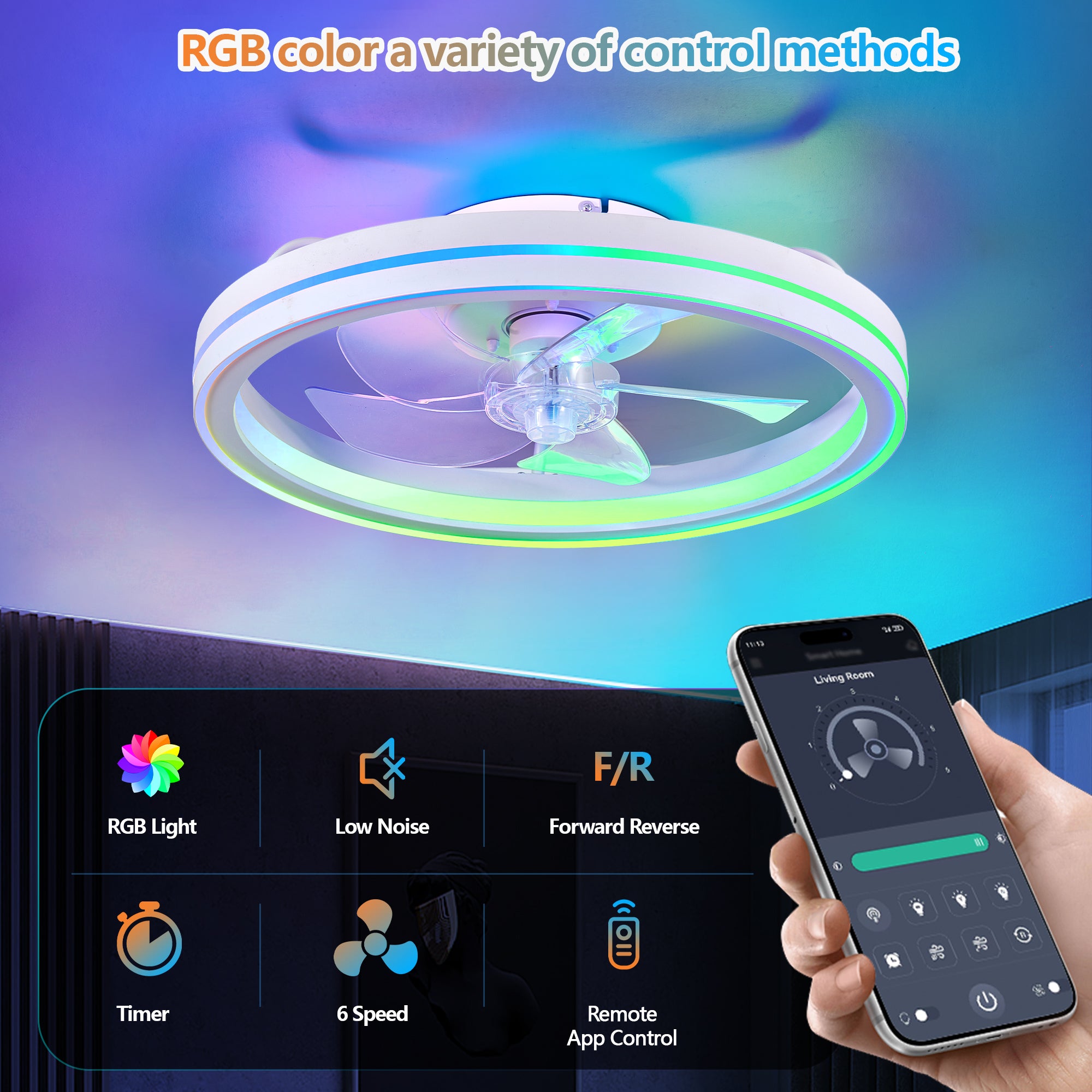 RGB Ceiling Fan with Lights