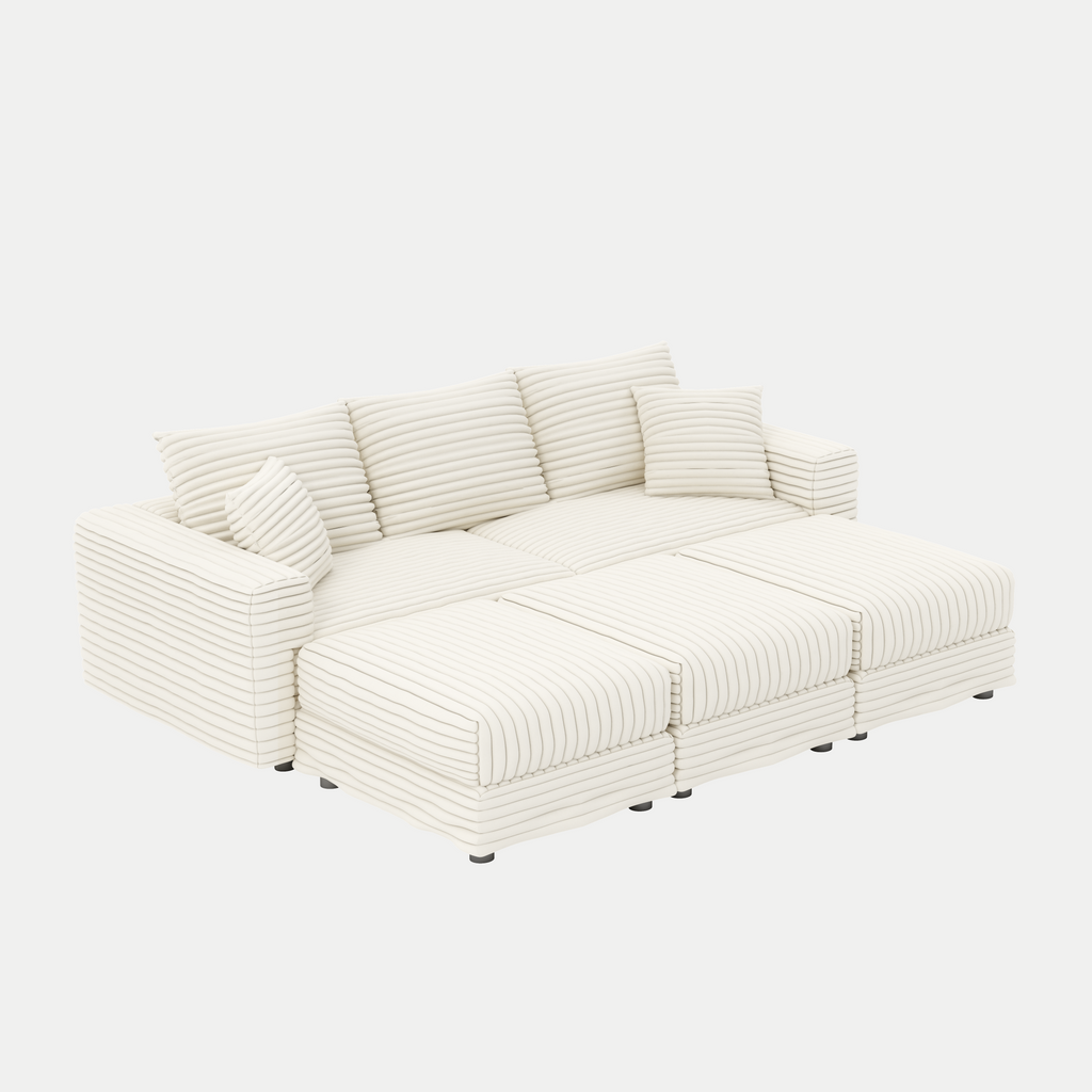 82.7" Plush Corduroy 3-Seat Sofa