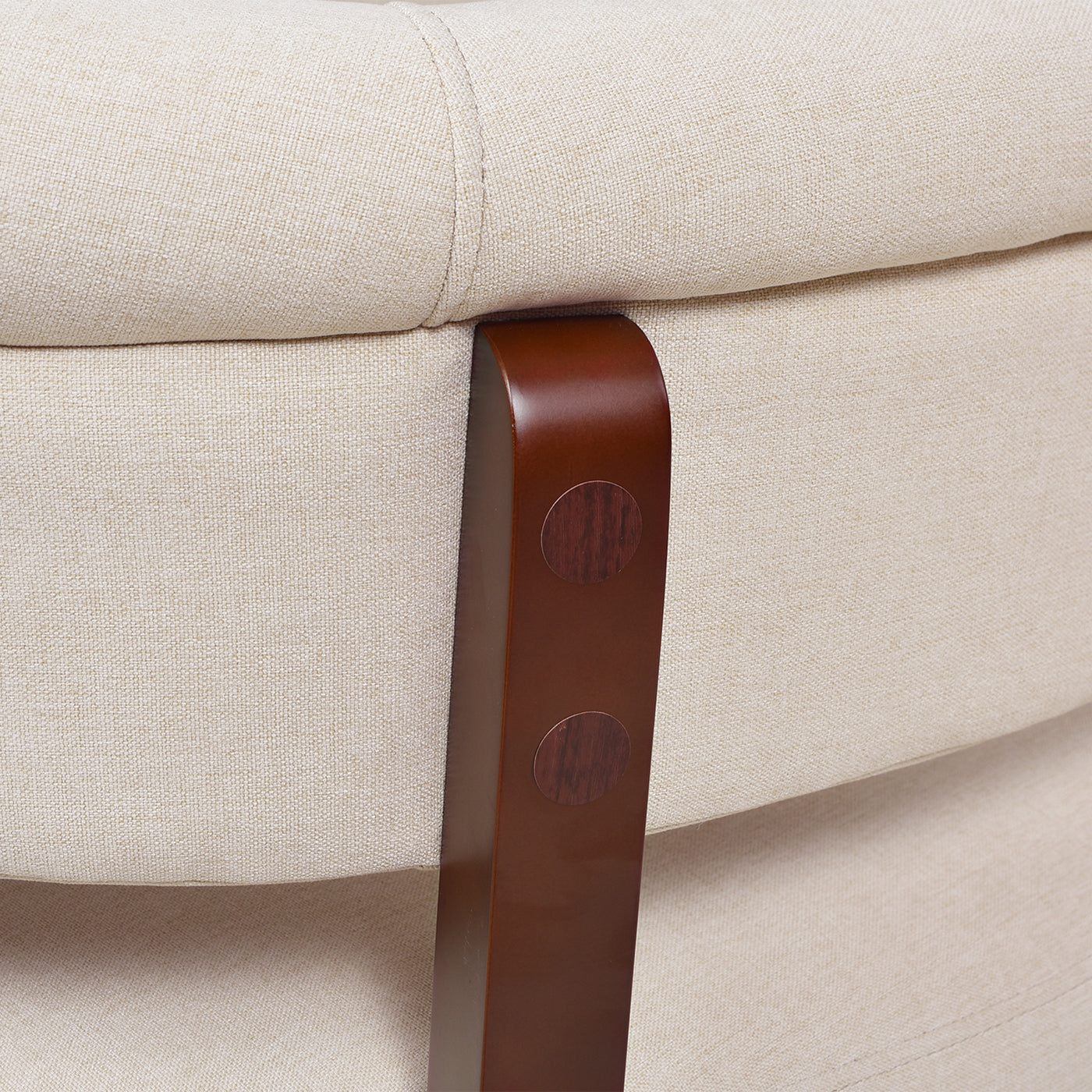 Jared Roll Arm Tufted Bench Settee, Sky Neutral