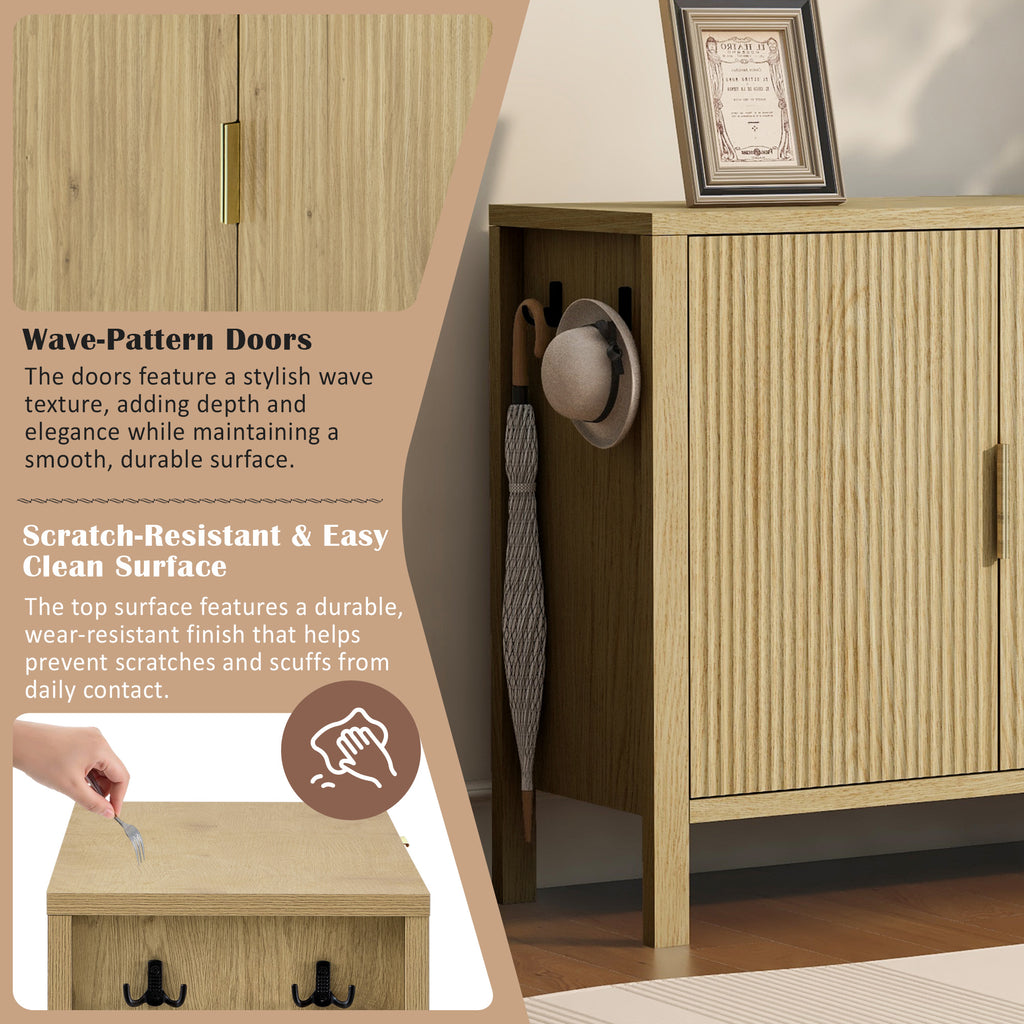 U-Style Modern Wave-Pattern Sideboard with 3 Drawers