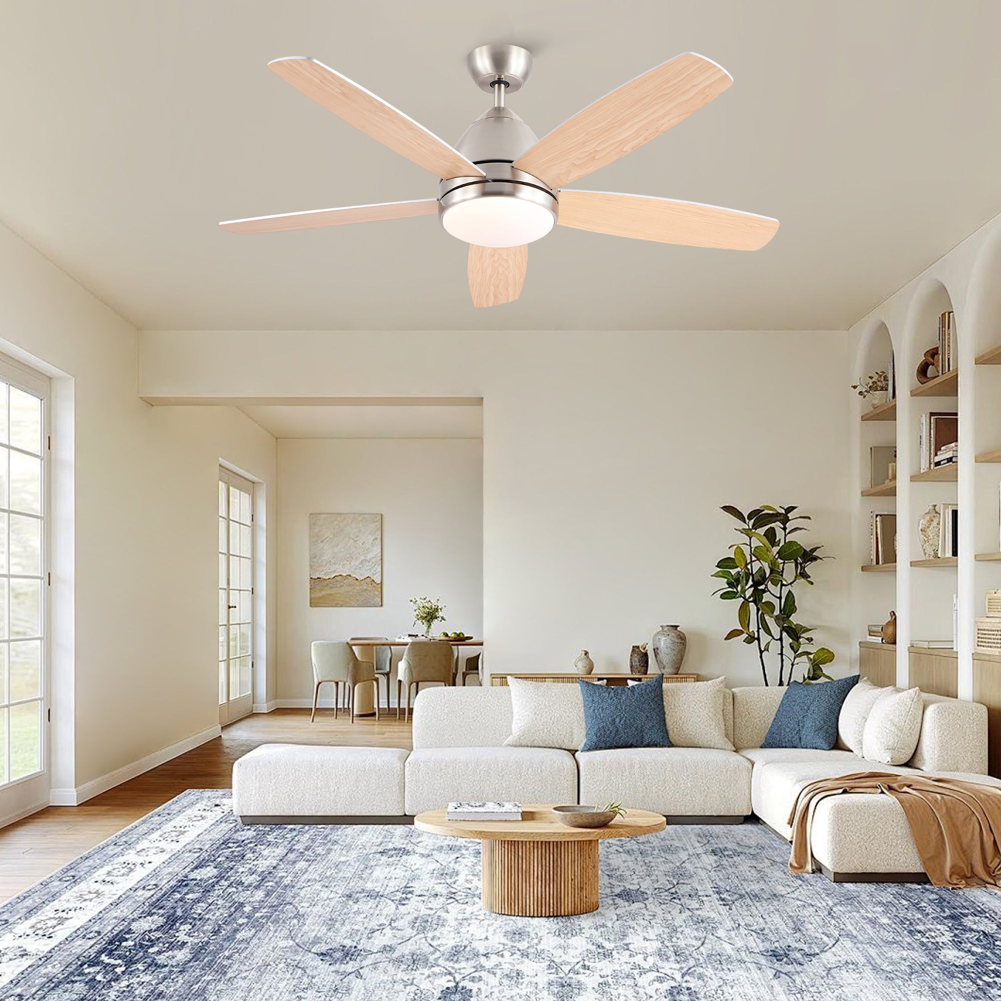 52 In. Indoor Brushed Nickel Ceiling Fan