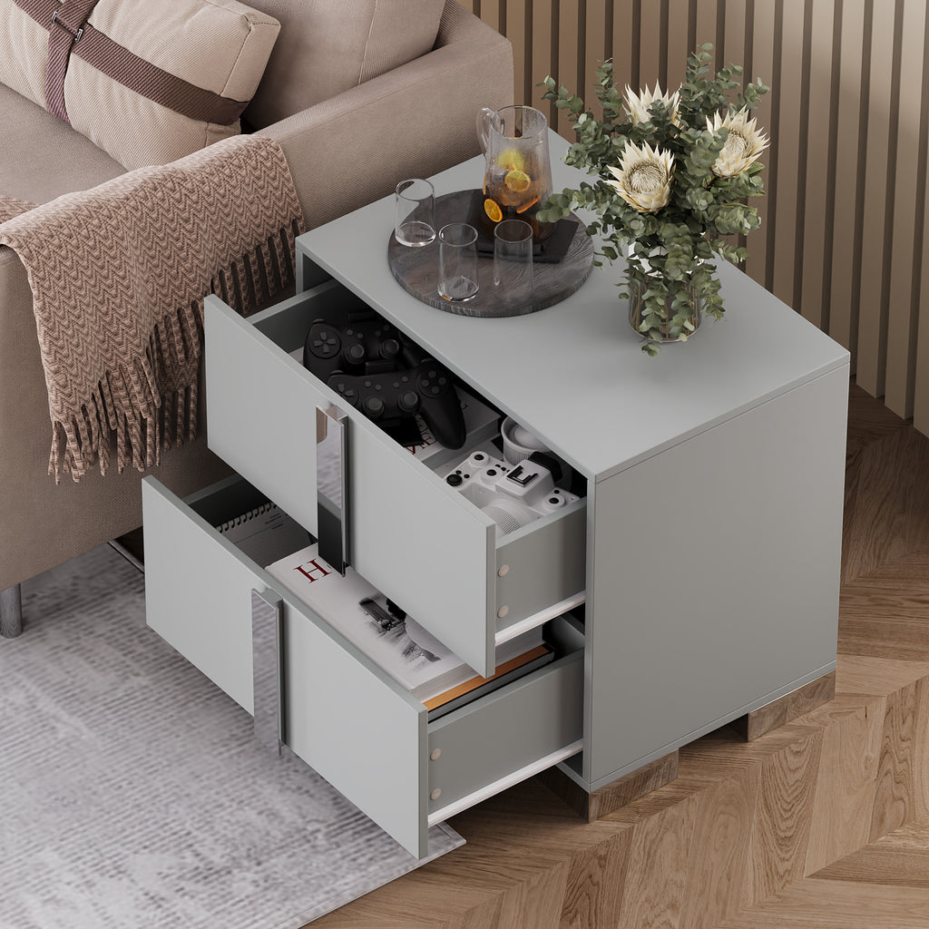 Modern End Table with Drawers