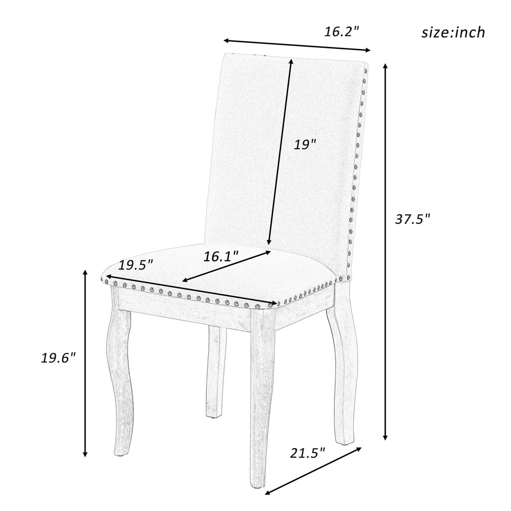 TREXM Set of 2 Dining Chairs with Upholstered Fabric
