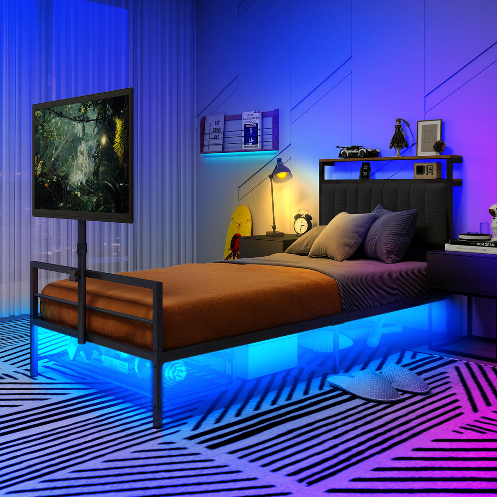 Twin Size Gaming Bed With a Rotating TV Mount