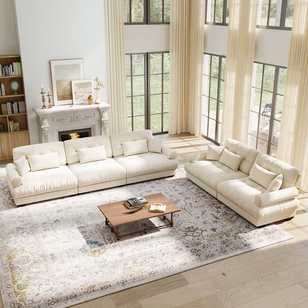 Velvet Modular Sofa Set - Two-Seater & Three-Seater