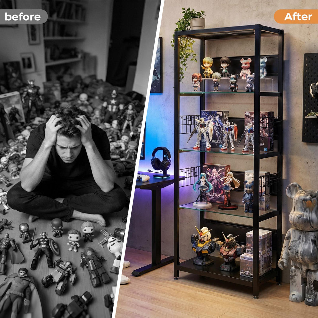 4-Tier Glass Display Shelf with RGB Lights