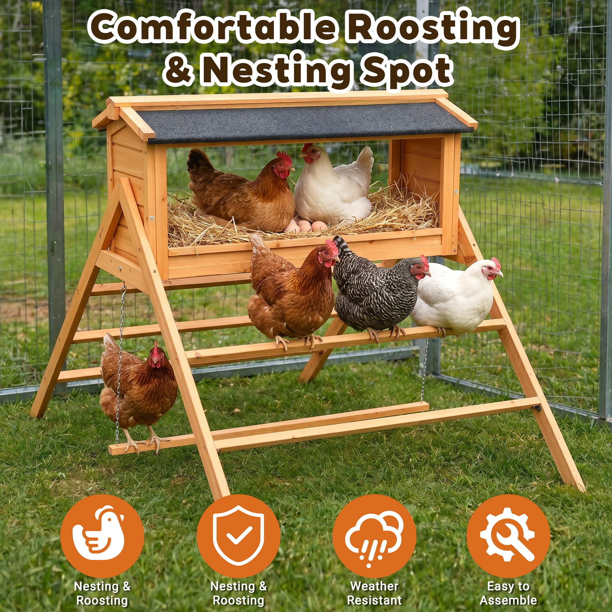 Chicken Nesting Box with Asphalt Roofing