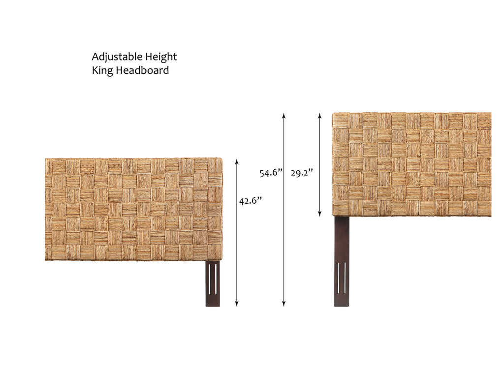King Size Woven Rattan Adjustable-Height Headboard