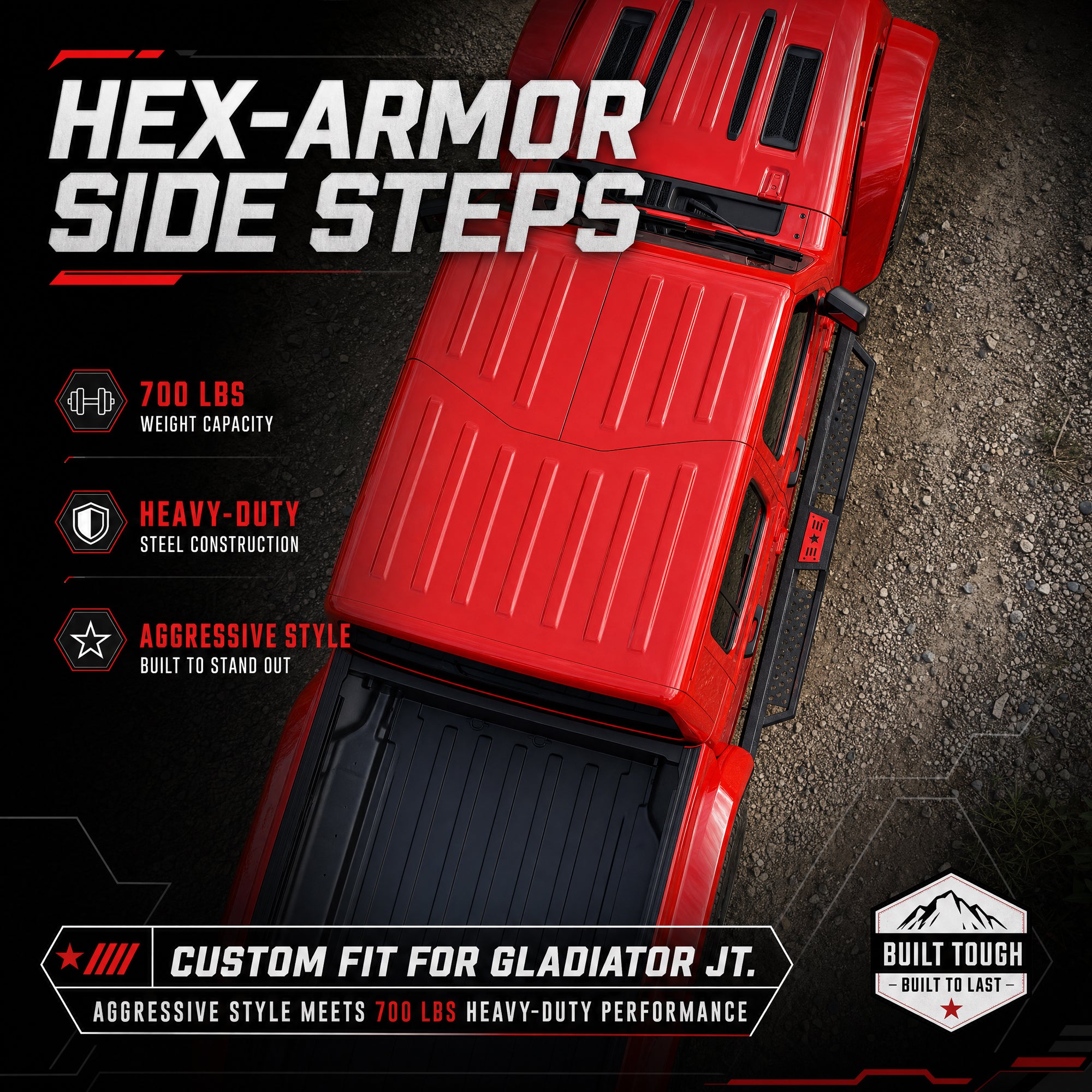 Hexagonal Style Running Boards Compatible with Jeep Gladiator