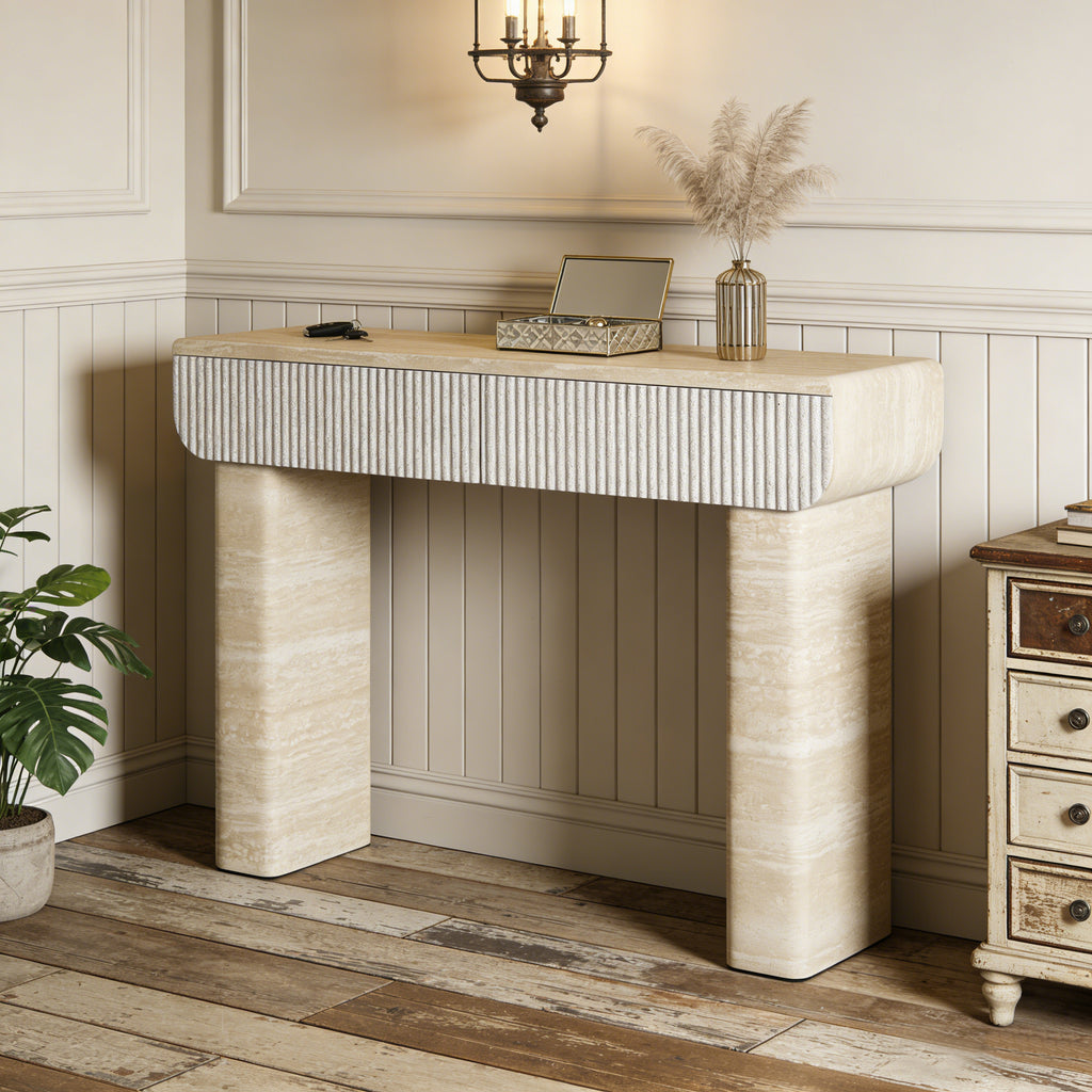 Entryway Table With Two Hidden Handle Drawers