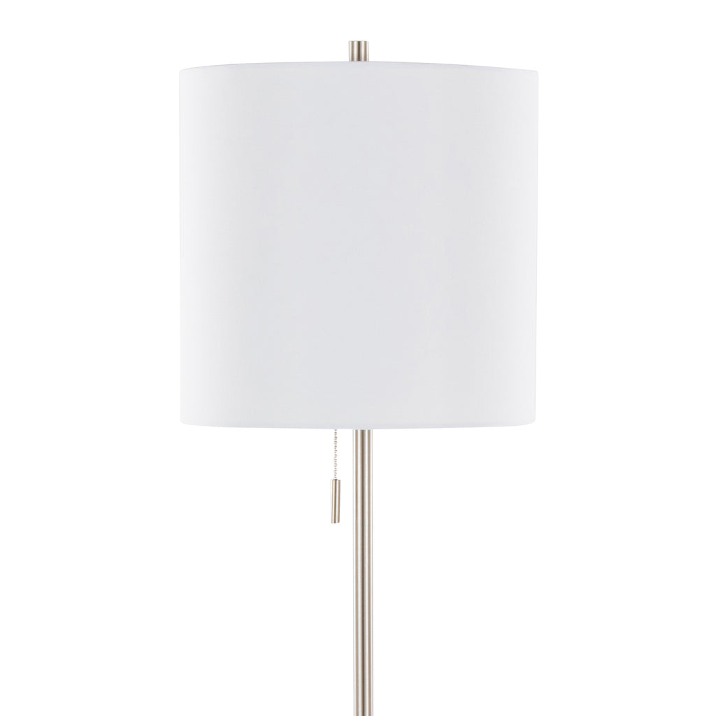 64" Contemporary Metal Floor Lamp in Brushed Nickel