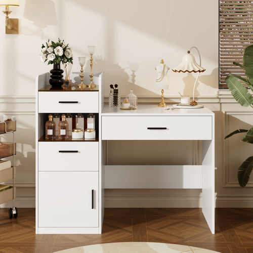 3-in-1 Vanity Desk with Flip Top Mirror