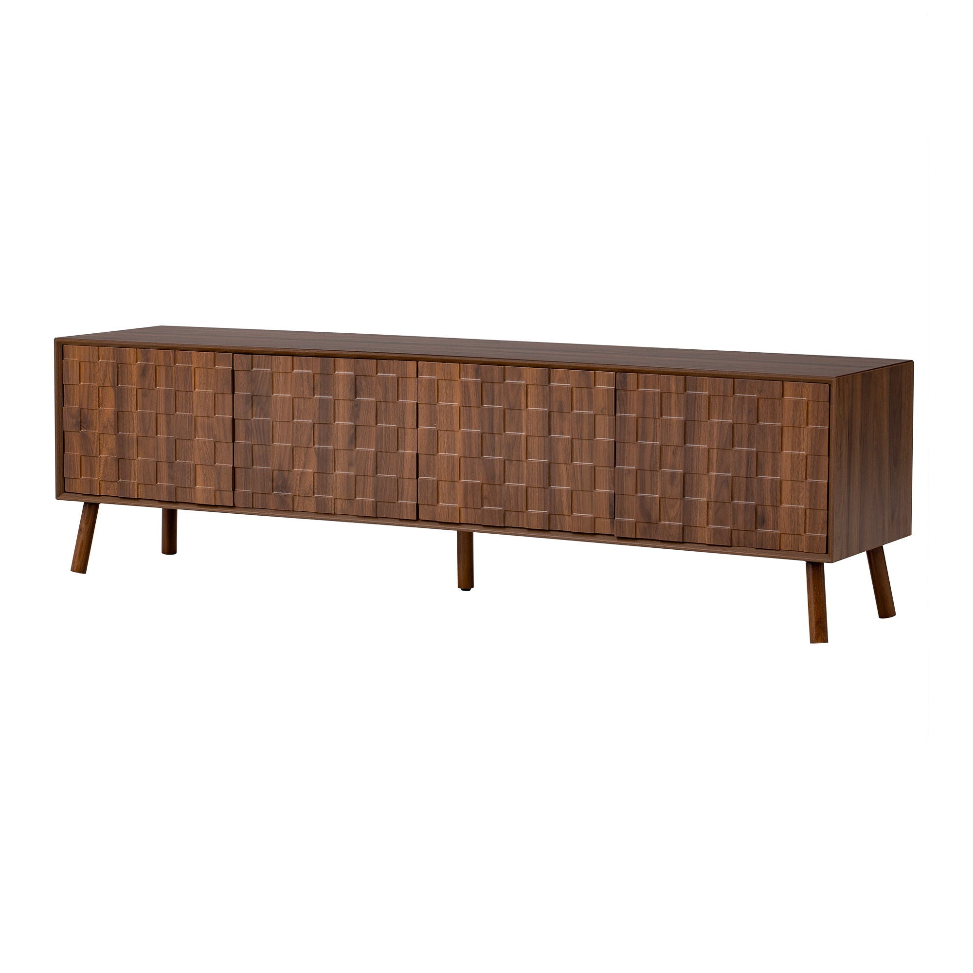 TV Stand With Soft Closing Hinges And Cable Management - Walnut