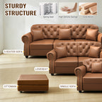 41.3" Upholstered Faux Leather Sofa with Nailhead Trim
