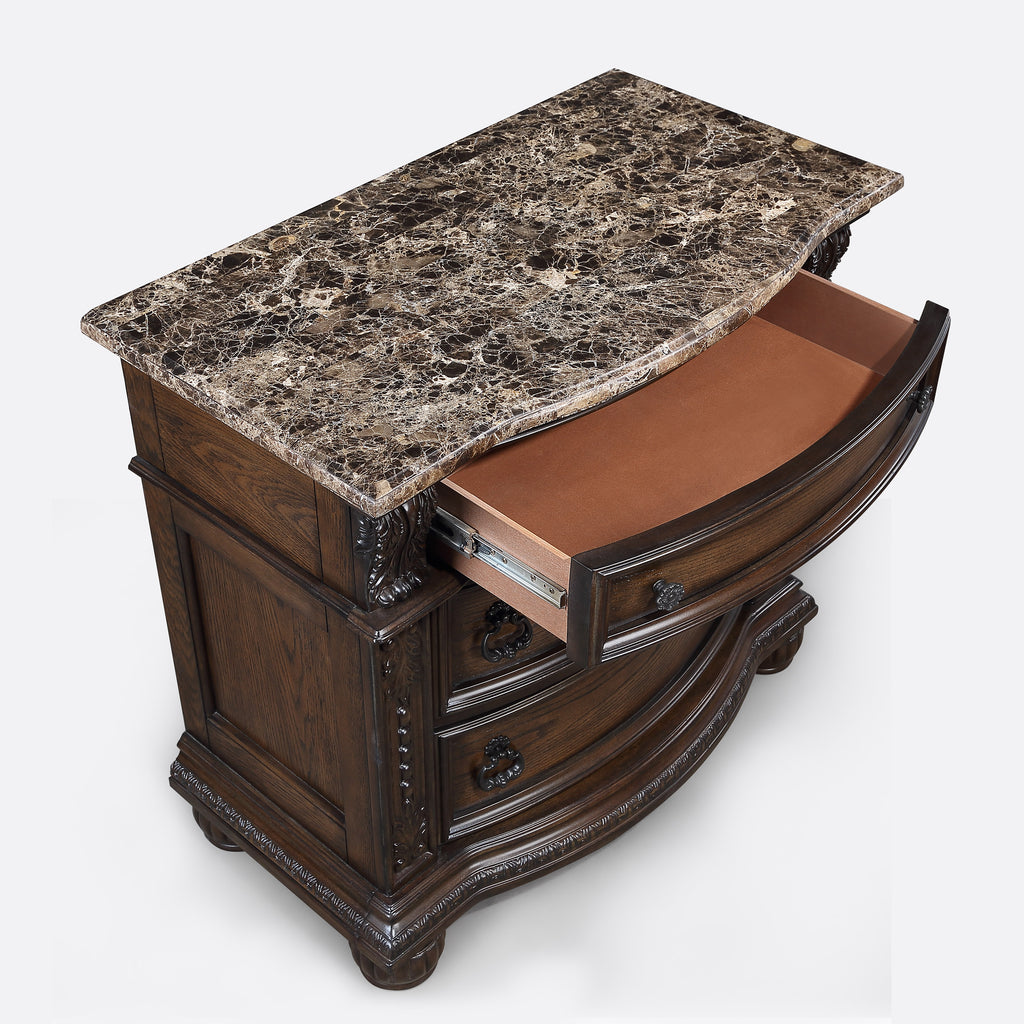 Marble Top Three Drawers Nightstand