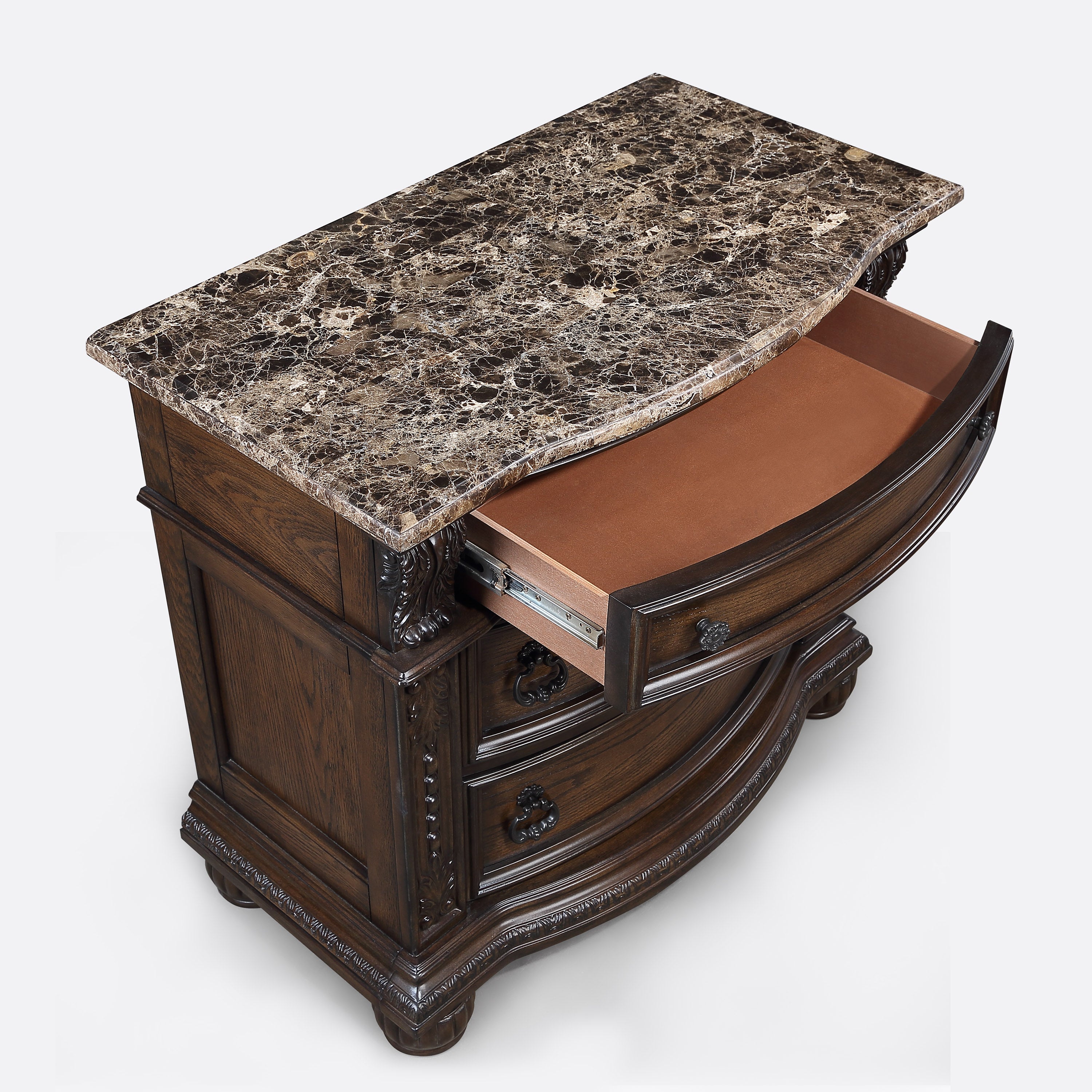 Marble Top Three Drawers Nightstand