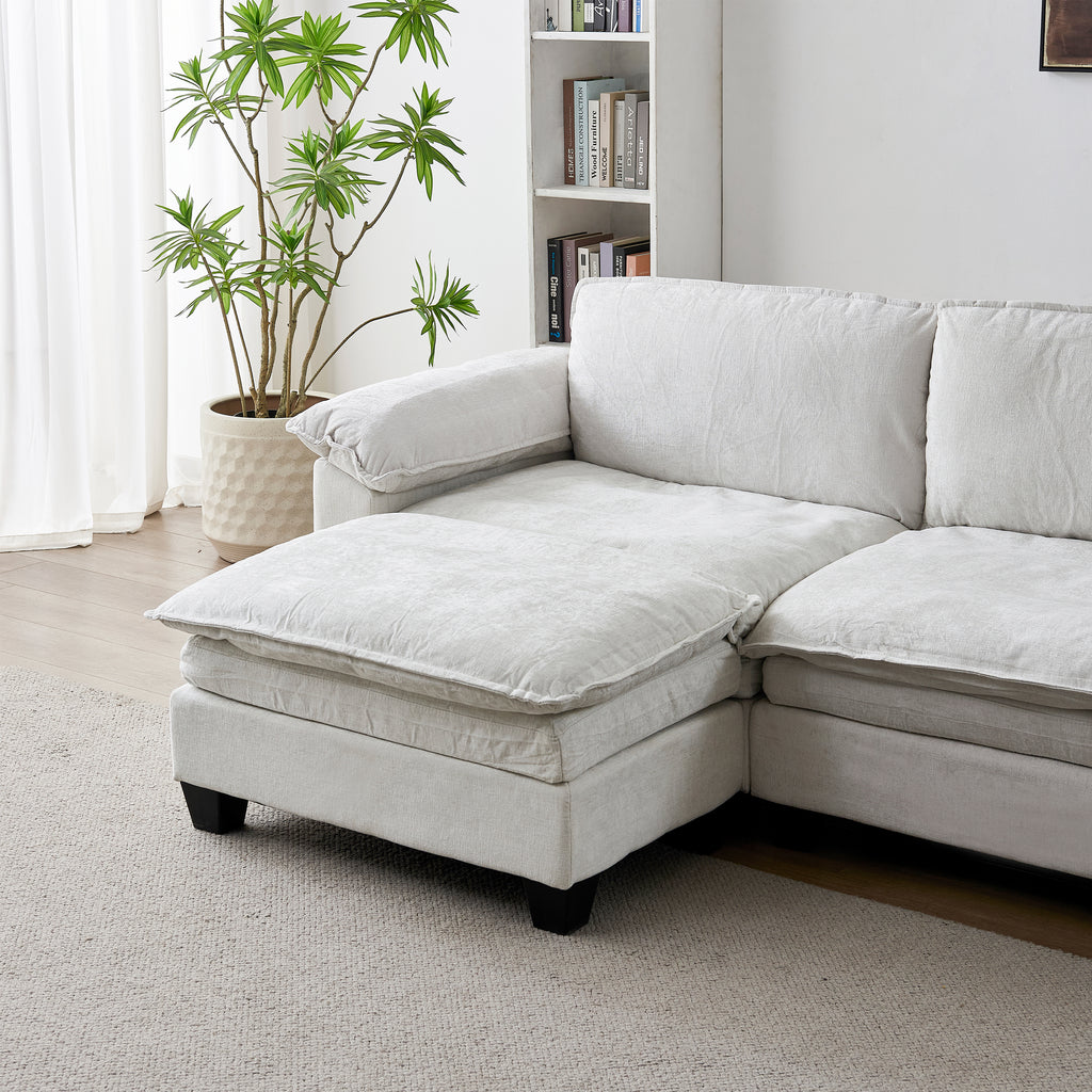 Luxury U Shape Sofa with Two Ottomans