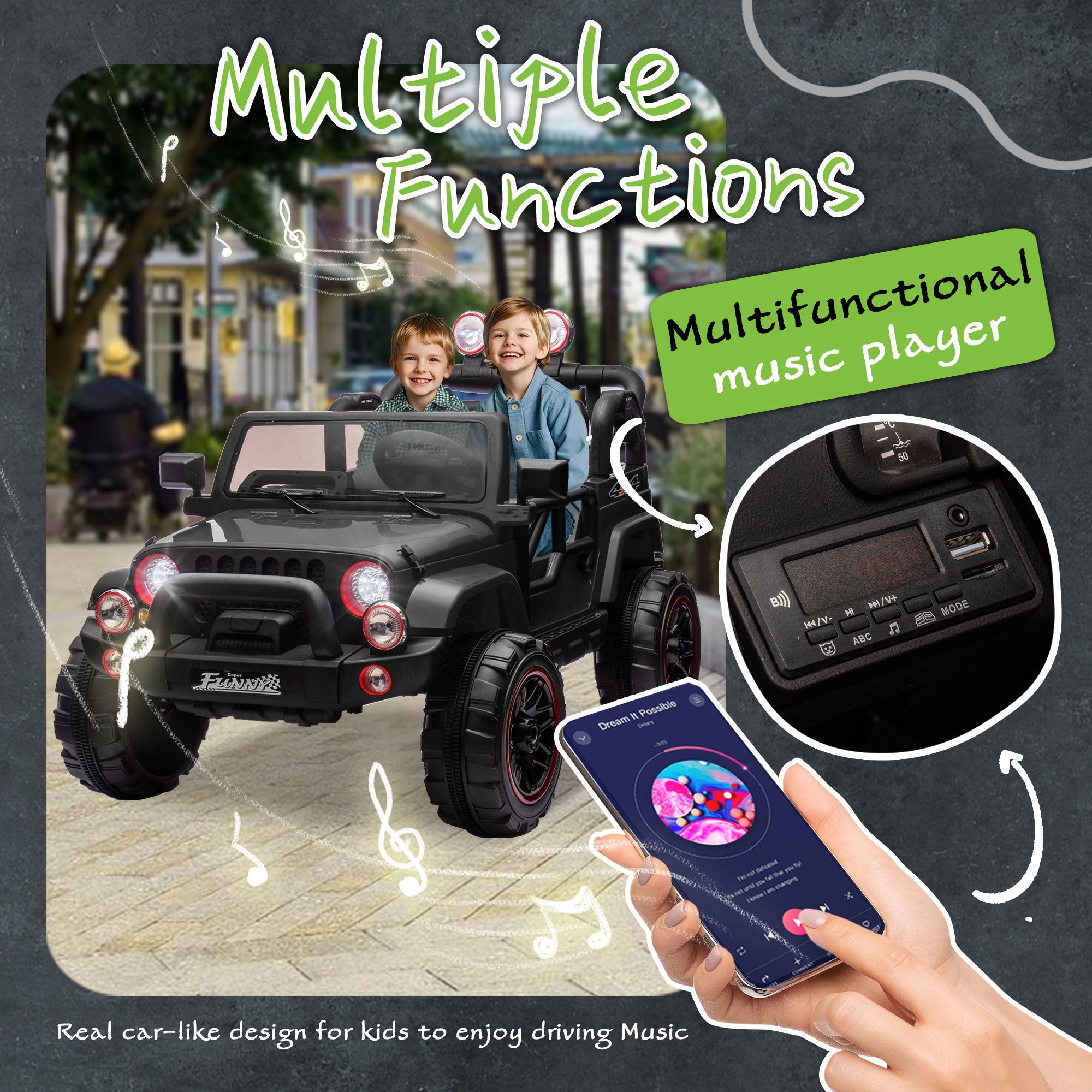 24V Kids Ride On Electric Car with Parental Control