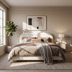 Queen Size Upholstered Bed With Boucle Fabric