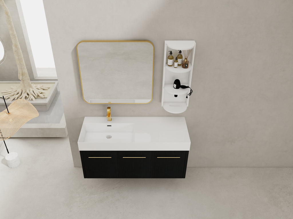 48 Inch Wall-Mounted Bathroom Vanity with Sink and Storage Rack