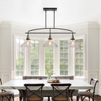 45" Industrial 3-Light Pendant Chandelier with Clear Glass Shades