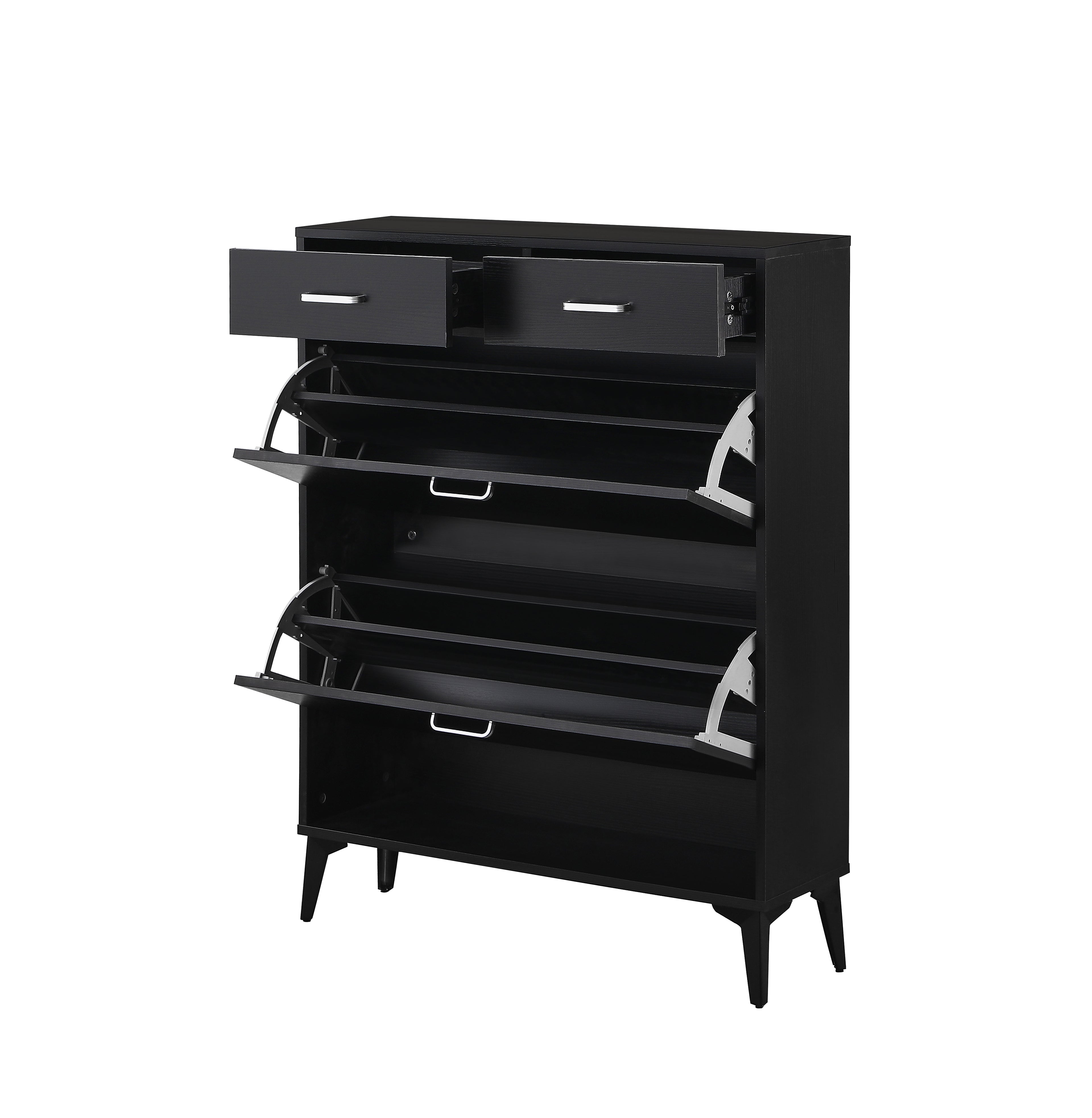 Large Size Shoe Cabinet - Modern Tipping Bucket Organizer