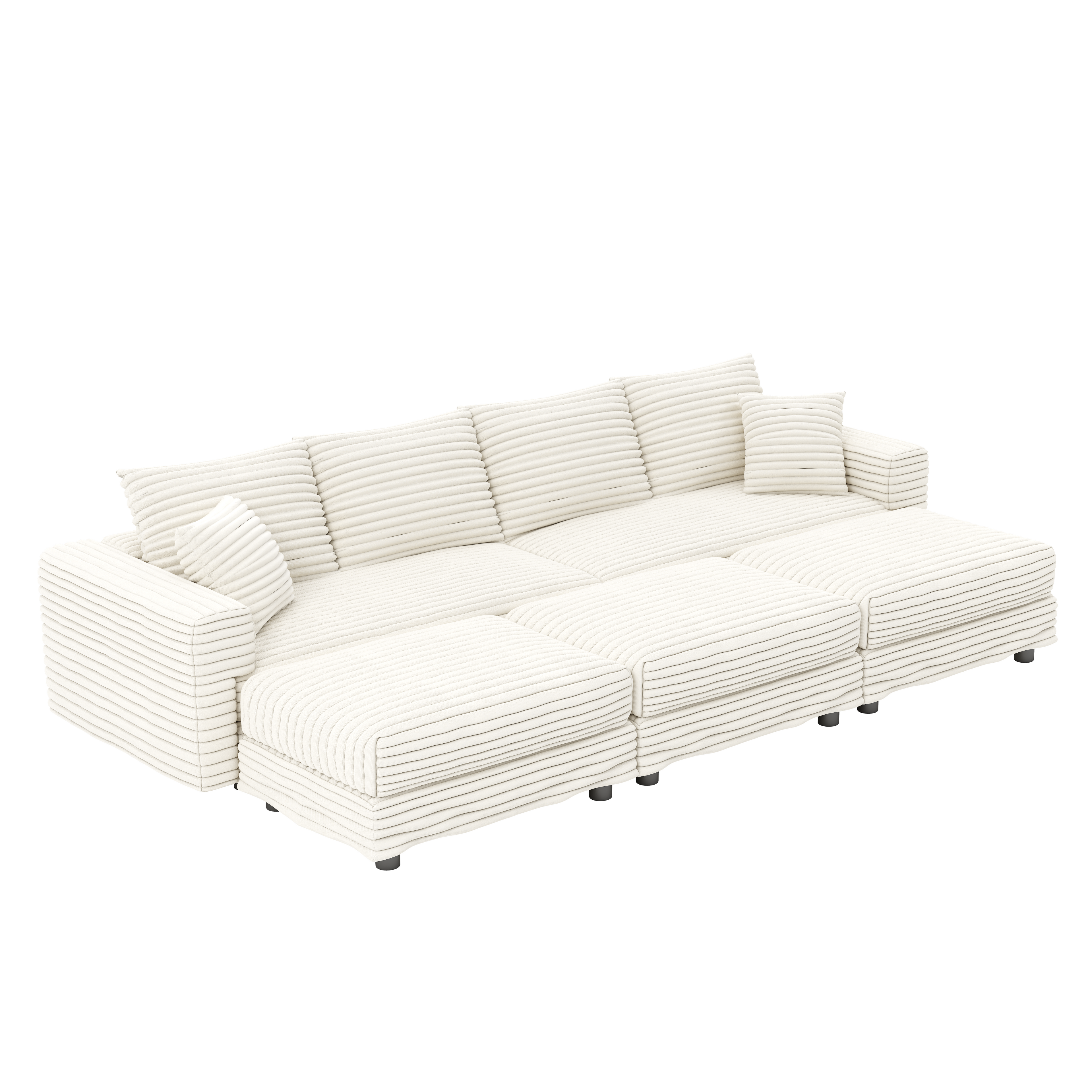 Plush Corduroy 4-Seat Sofa