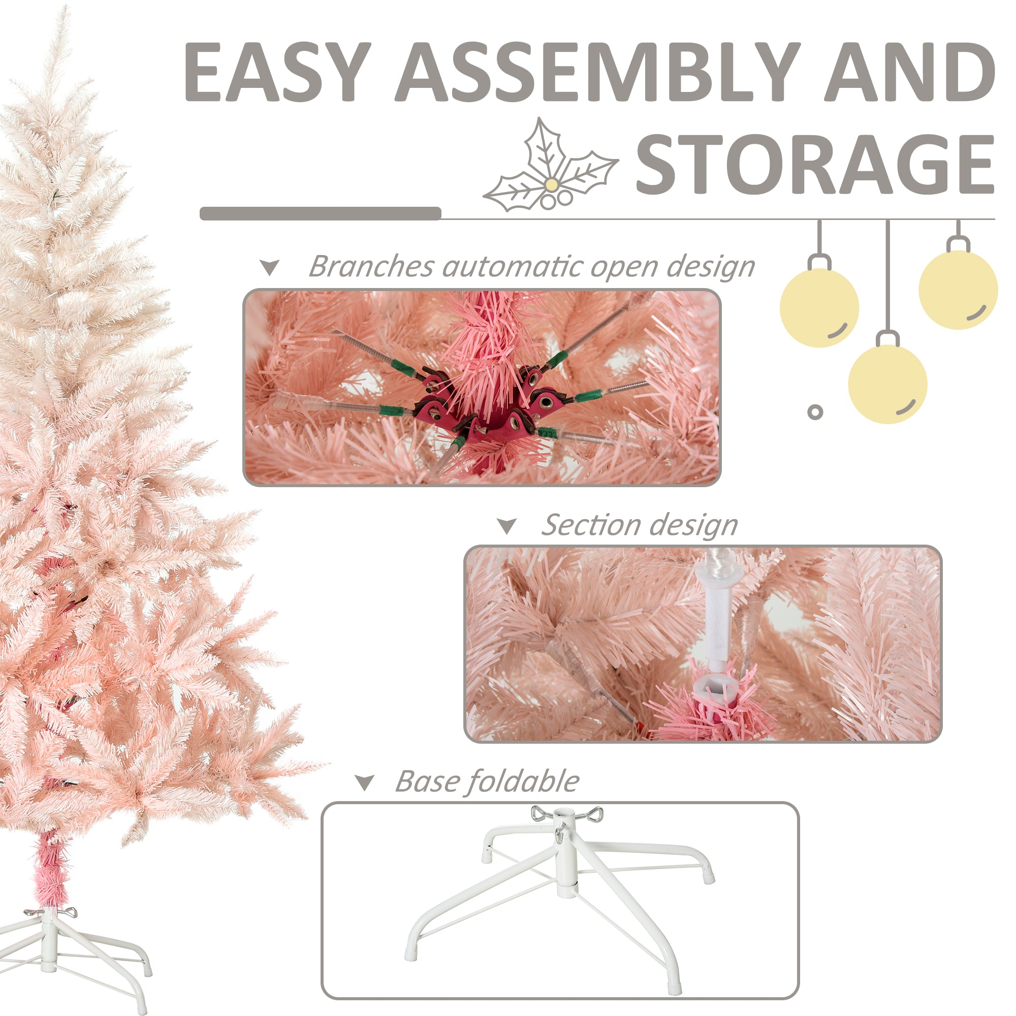 HOMCOM 7ft Unlit Spruce Artificial Christmas Tree with Realistic Branches