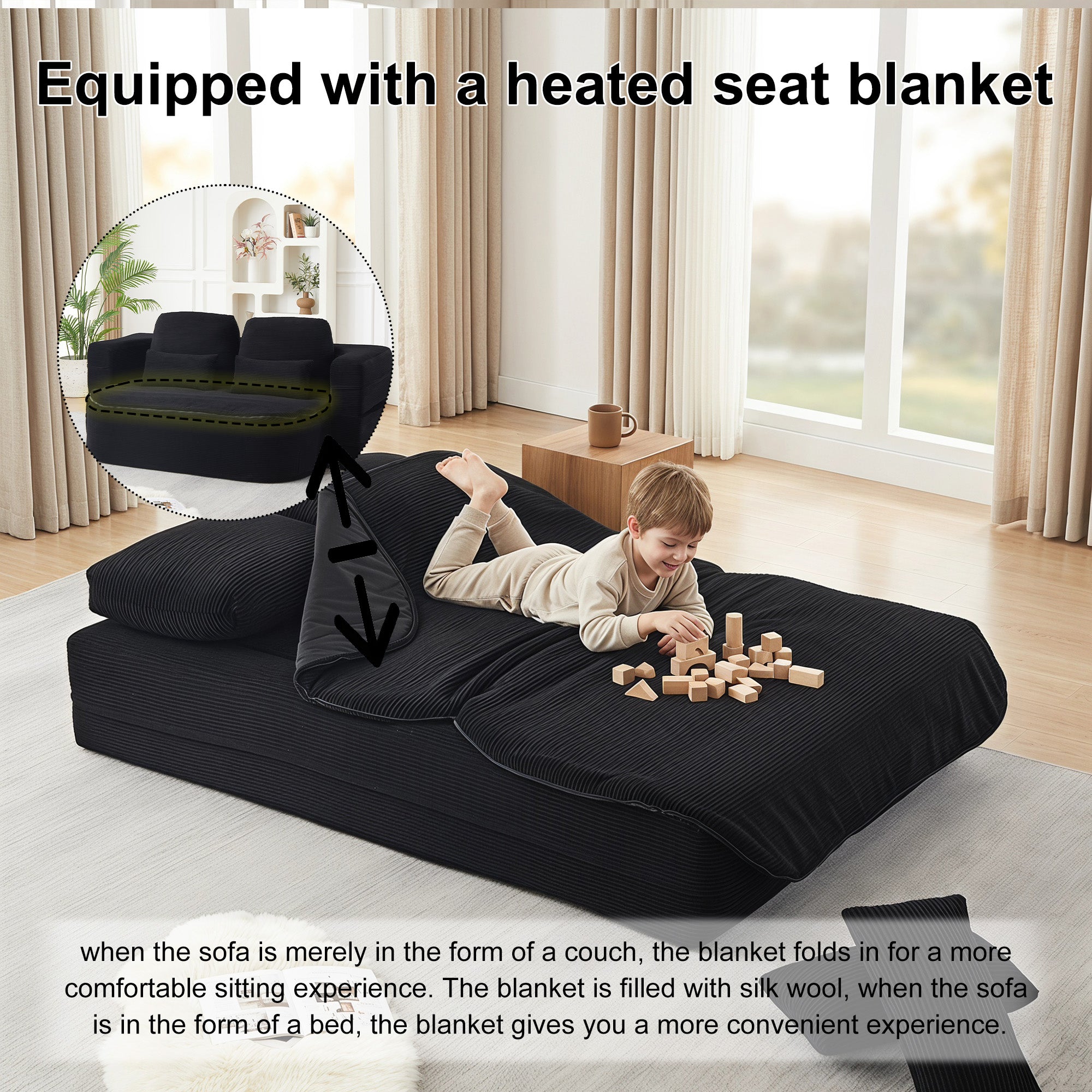 75'' 2-in-1 Foldable Sofa Bed
