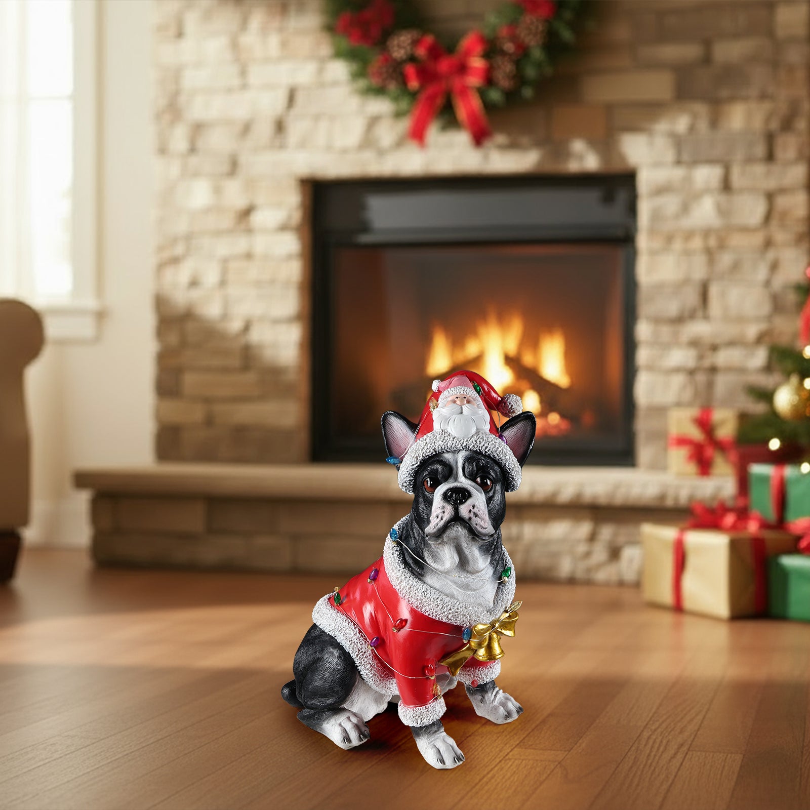 Christmas French Bulldog Statue