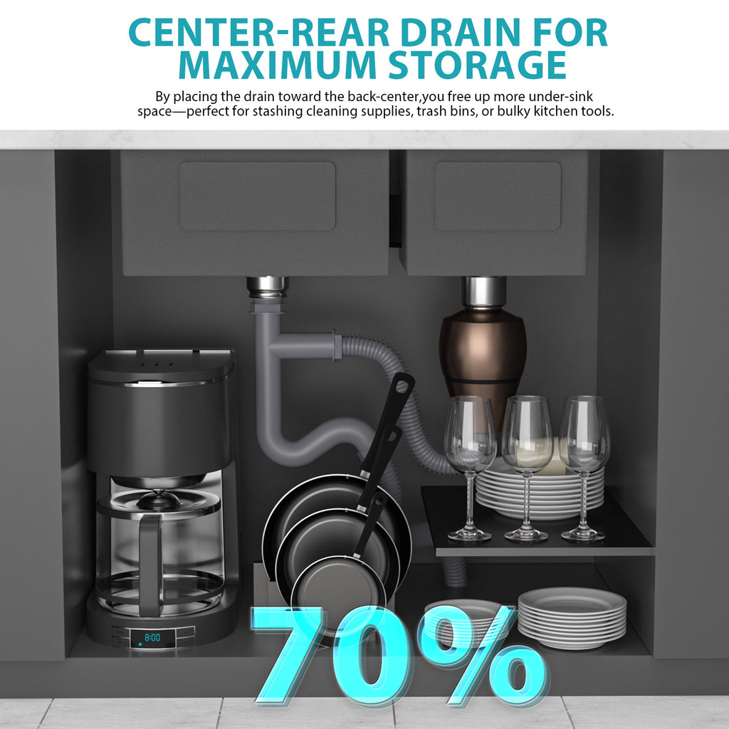 Topmount Drop In Kitchen Sink - 33" x 22" Double Bowl (60/40)