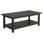 Castleton Distressed Java Wood Coffee Table with Shelf