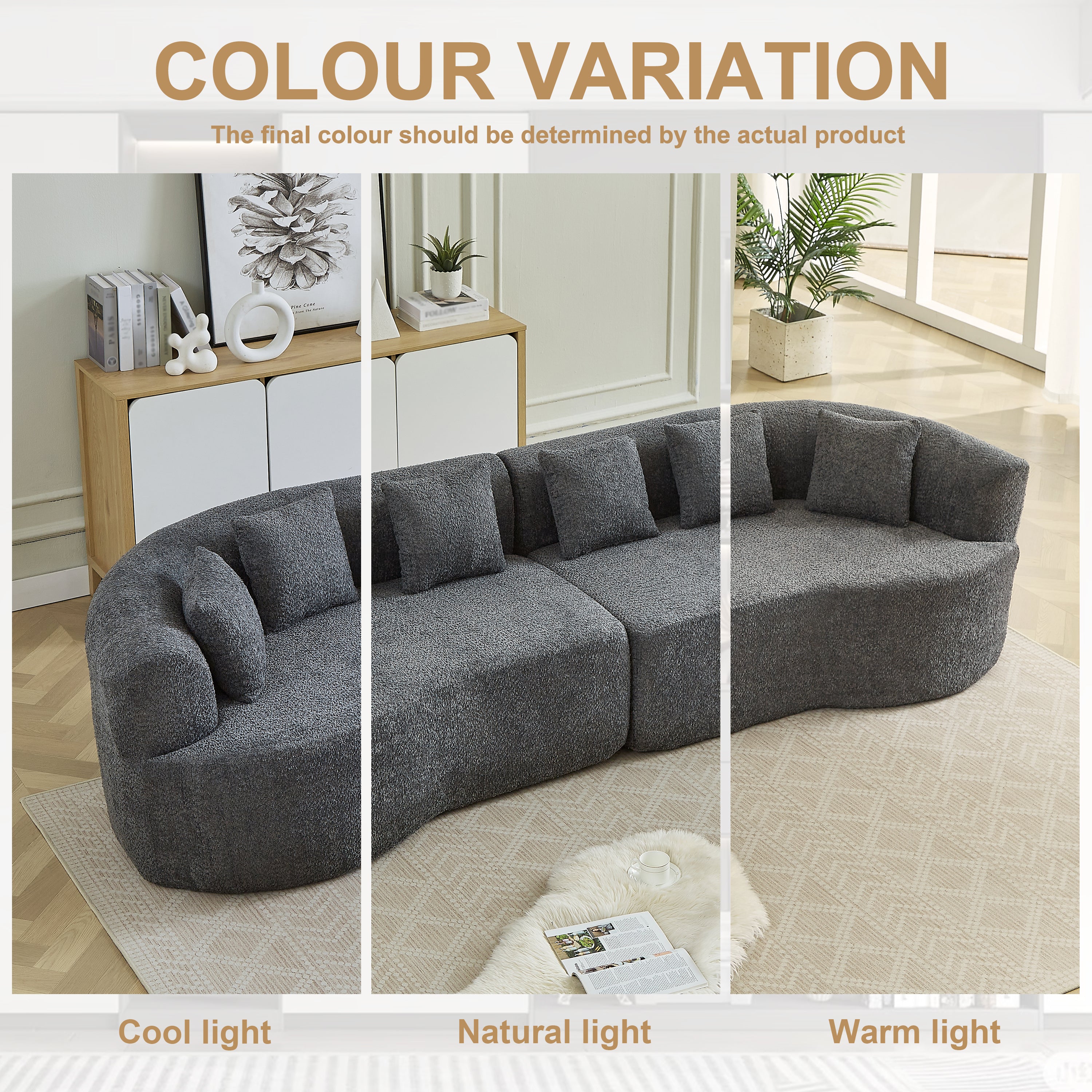 Curved Sectional Sofa - 111.5-Inch Oversized Modern Design