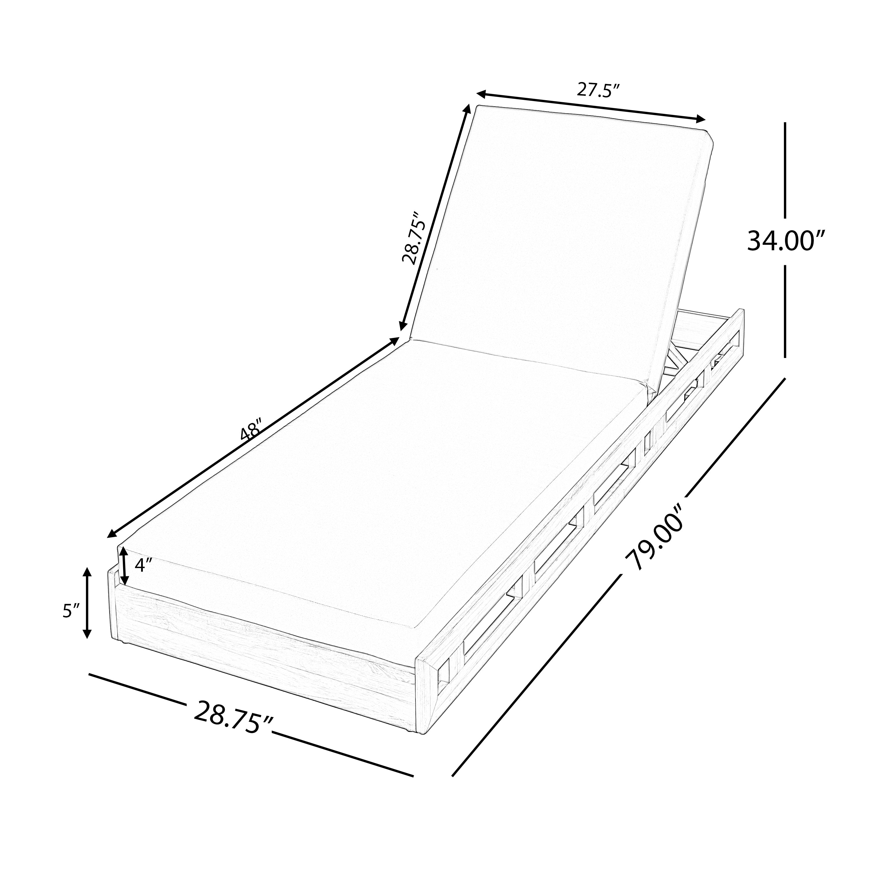 Lounge Chaise Set - Acacia Wood with Water-Resistant Cushions